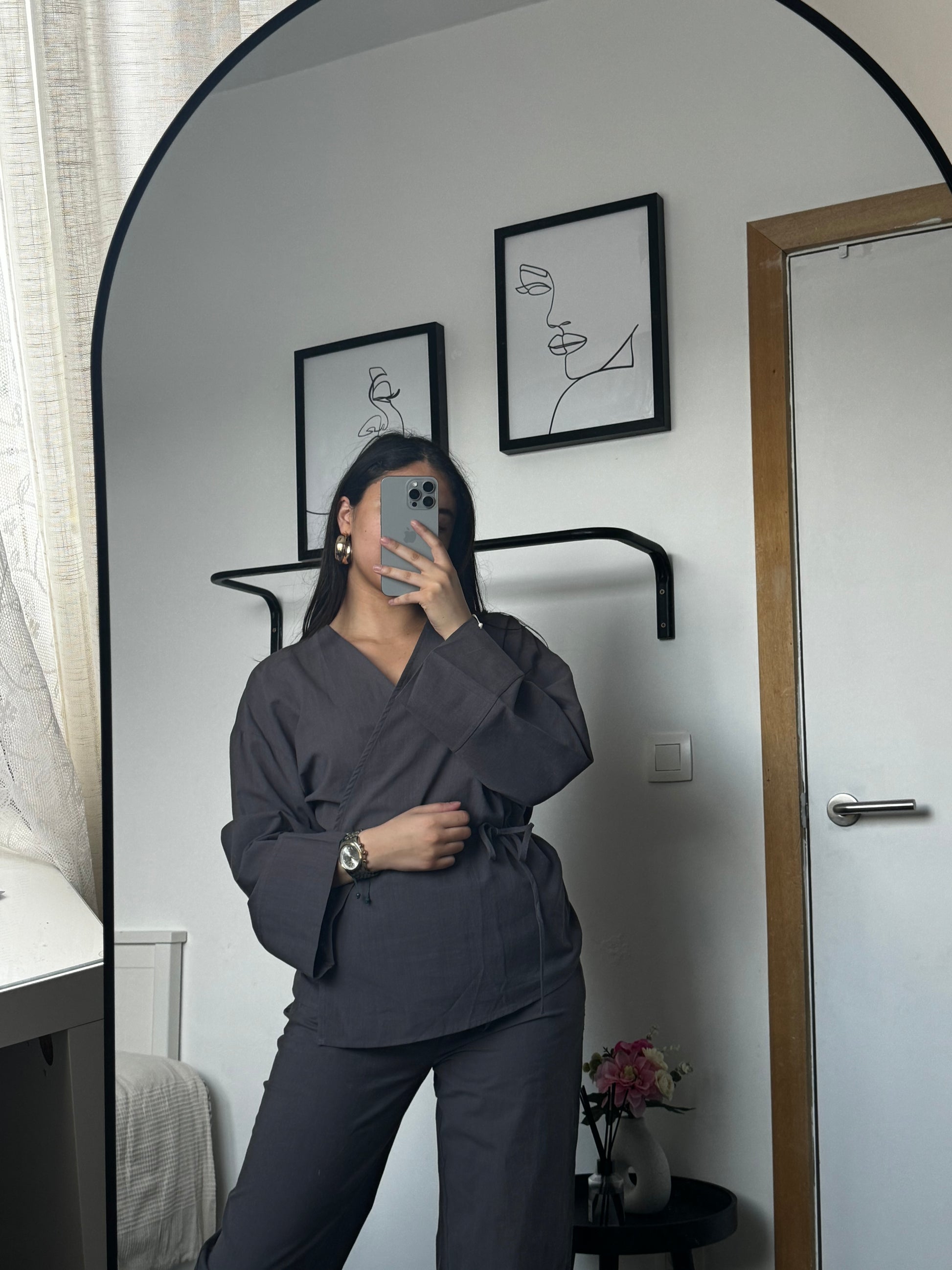 Ensemble modest gris éléphant